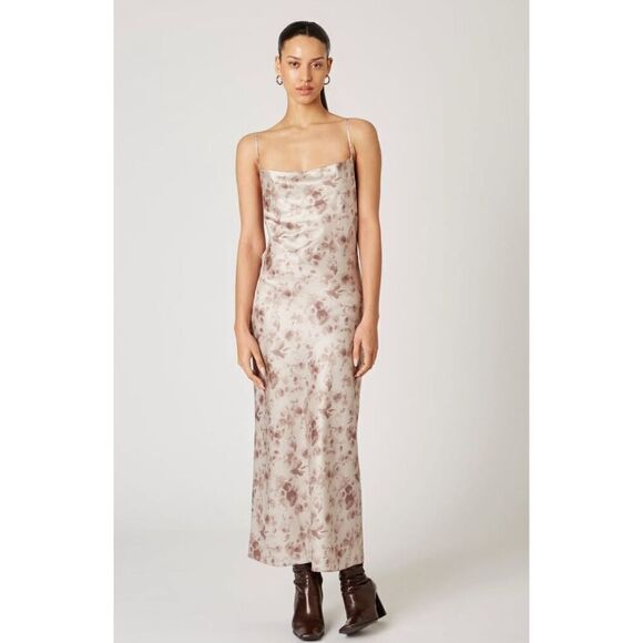 NIA Dresses & Skirts - NIA MELANIE Satin maxi dress - TRUFFLE size S NWT$108